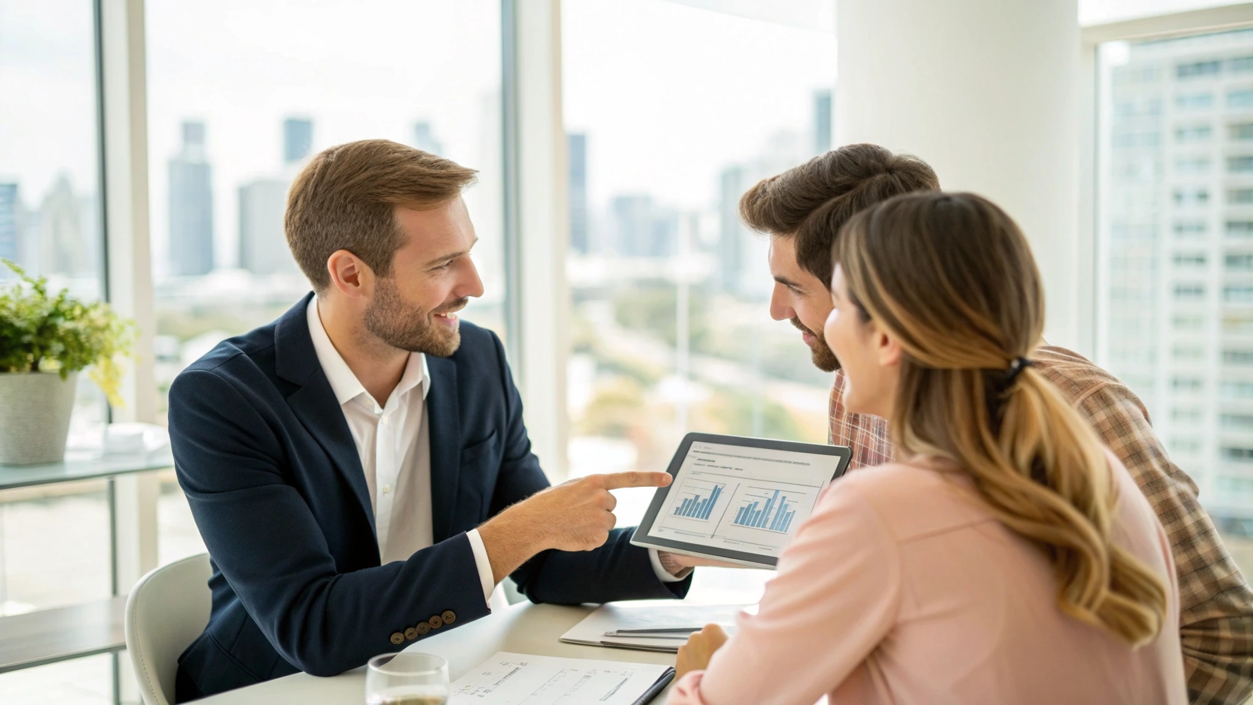 a professional real estate consultant discussing p